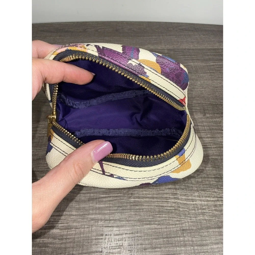 TORY BURCH Floral Oval Makeup Cosmetics Bag Pouch Case 6x4x3.5